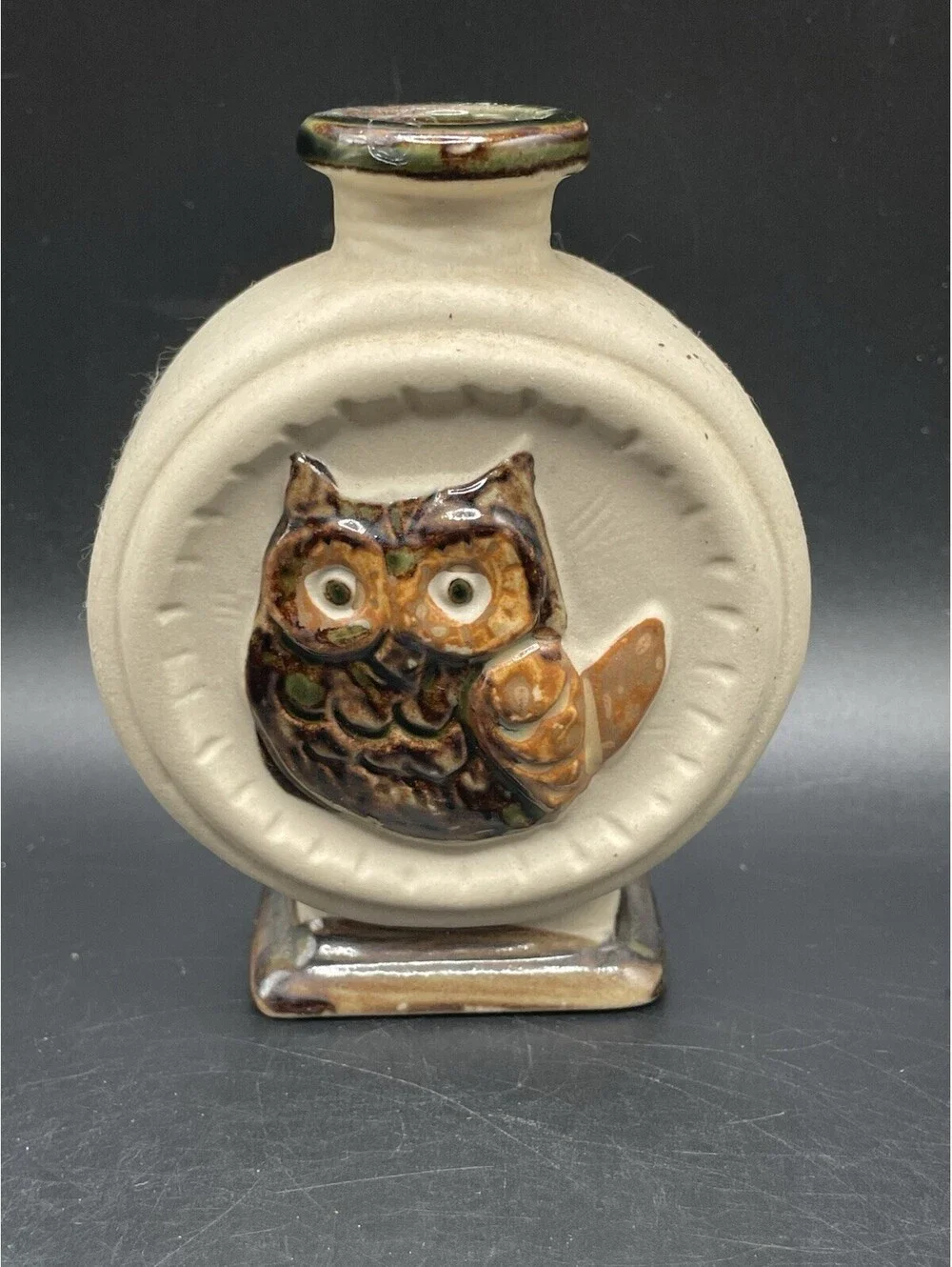 Vintage Ceramic “Owl” Round Bud Vase
